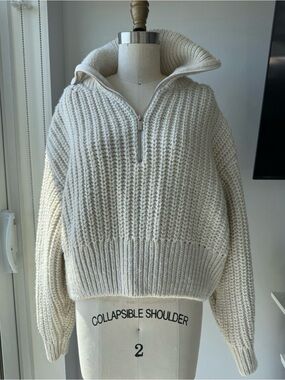 H&M Cream Chunky Half-Zip Turtleneck Sweater